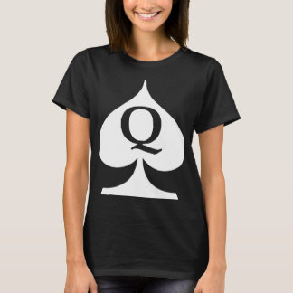Camiseta Reina de la cubierta de la letra Q de las espadas