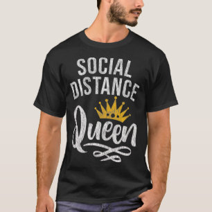 Camiseta Reina de la distancia social retro vintage en casa