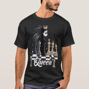 Camiseta Reina de la regla del tablero de ajedrez en el est