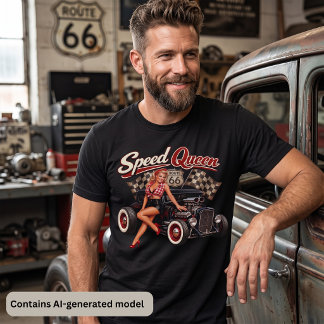 Camiseta Reina de la Velocidad Chica Pin-Up de Hot Rod Vint