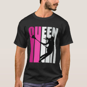 Camiseta Reina de Lacrosse Rosa Jugadora Palos de Lacrosse 