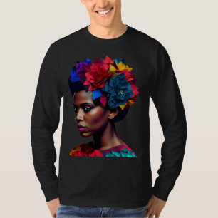 Camiseta Reina de origami abstracta africana hermosa mujer 