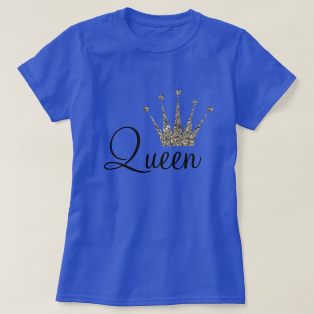 Camiseta Reina de plata del purpurina (Diseño del anverso)