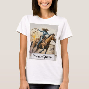 Camiseta Reina de Rodeo Vaquera de Barriles Acuarela