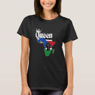 Camiseta Reina de Sudán del Sur con bandera sudanesa en map