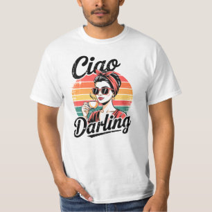 Camiseta Reina del café retro - Mujer ventilado comiendo ca