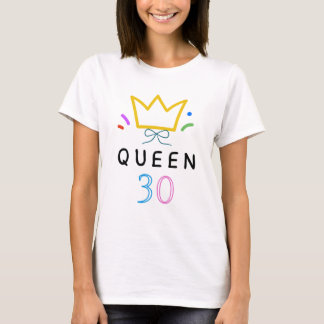 Camiseta Reina del cumpleaños 30 Minimalista Arte de línea
