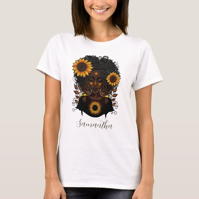 Camiseta Reina del girasol mujer africana (Anverso)