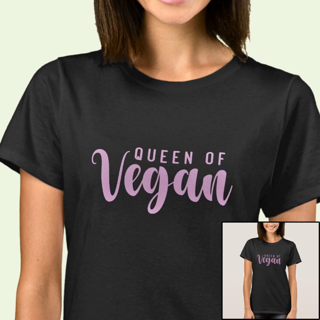 Camiseta Reina del rosa vegan en negro (Subido por el creador)