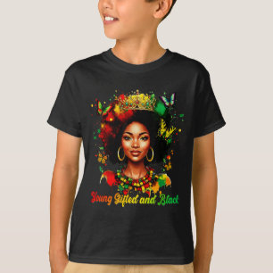 Camiseta Reina divertida de melanina joven dotada y negra a