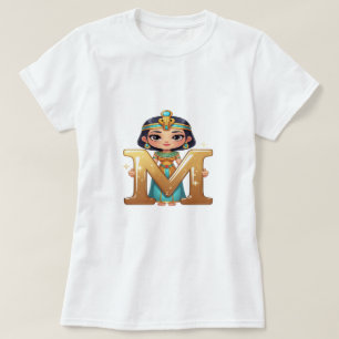 Camiseta Reina Egipcia Adorable con Letra M – Dibujo Animad