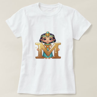 Camiseta Reina Egipcia Adorable con Letra M – Dibujo Animad