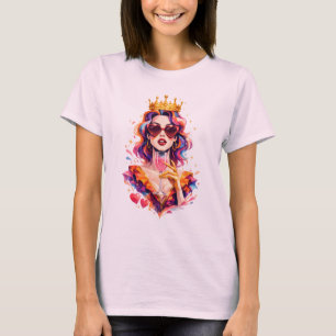 Camiseta Reina elegante Pop Art – Mujer glamurosa con coron