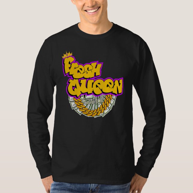 Camiseta Reina fresca Melanin Mamá Jefe Mujeres Negra (Anverso)