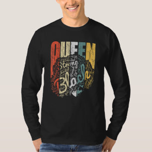 Camiseta Reina Fuerte Mujer Negra Afro Cabello Natural Vint