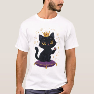Camiseta Reina Gato Negro Amante Gato Lindo Regalo Corona R