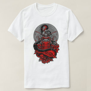 Camiseta Reina Geisha Emperatriz oscura con serpiente y flo