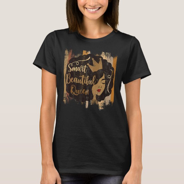 Camiseta Reina hermosa historia negra inteligente mes afro (Anverso)