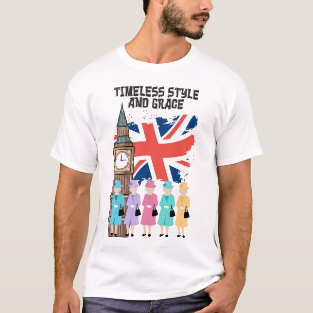 Camiseta Reina Isabel II - Estilo y gracia inmaduros. (Anverso)