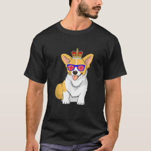 Camiseta Reina Isabel II Perro Corgi Gafas de Sol Corona Br