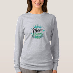 Camiseta Reina Mamá Corona Teal Floral
