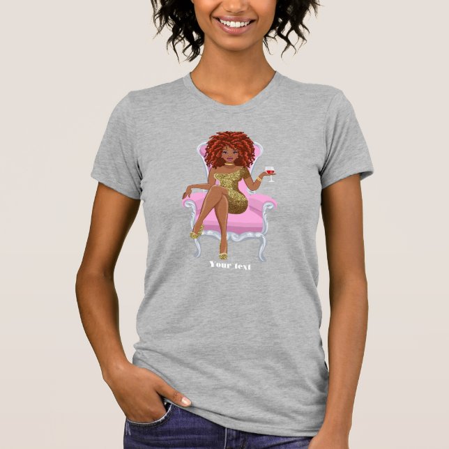 Camiseta Reina mujer negra (Anverso)