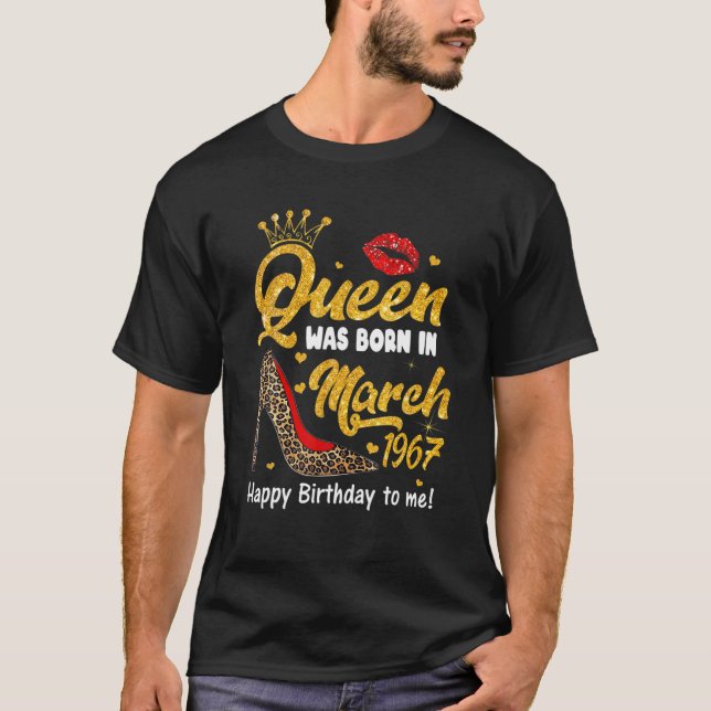 Camiseta Reina Nació En Marzo Feliz Cumpleaños 1967 Leopar (Anverso)