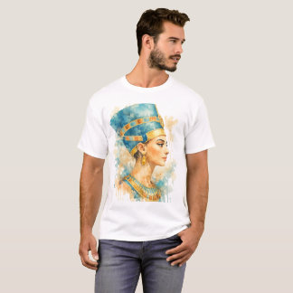 Camiseta Reina Nefertiti acuarela Arte egipcio antiguo