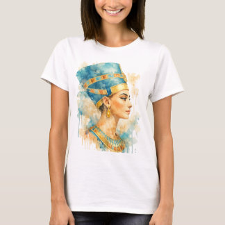 Camiseta Reina Nefertiti Acuarela Arte Egipcio Antiguo