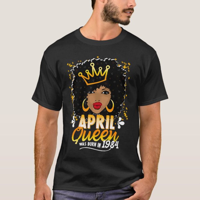 Camiseta Reina negra abril 1984 37ª Chica de cumpleaños muj (Anverso)