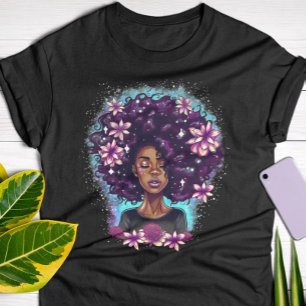 Camiseta Reina negra Afro Melanin goteando arte negro