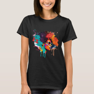 Camiseta Reina negra afro melanina goteando arte por los es