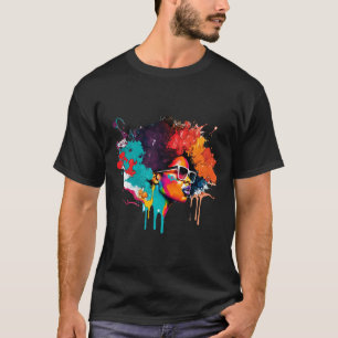 Camiseta Reina negra afro melanina goteando arte por los es