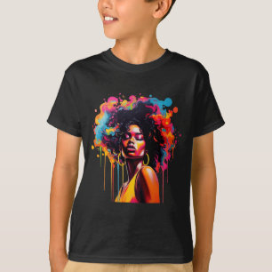 Camiseta reina negra afro melanina goteando juneteenth afri