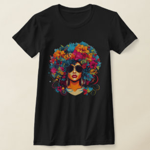 Camiseta Reina Negra Afroamericana Melanina Cabello Natural
