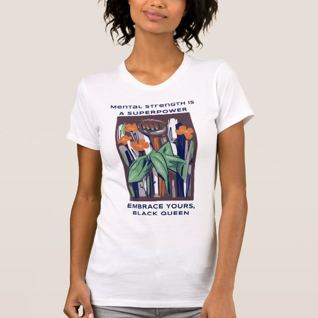 Camiseta Reina negra de la conciencia sobre la salud mental (Anverso)