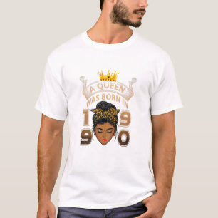 Camiseta Reina Negra De Mujeres Nació En 1990 31º Cumpleaño