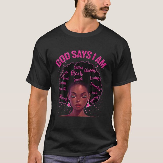 Camiseta Reina negra Dios dice que soy negra en la historia (Anverso)