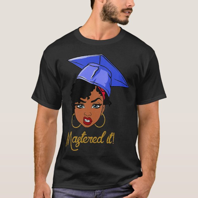 Camiseta Reina negra dominada con graduación de máster (Anverso)
