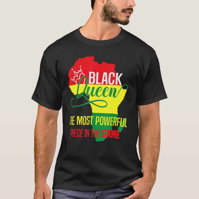 Camiseta Reina negra La pieza más poderosa El juego negro (Anverso)
