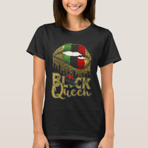 Camiseta Reina negra levanta bandera verde verde africana-a