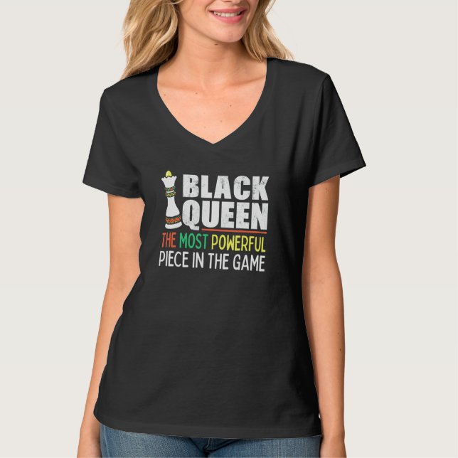 Camiseta Reina negra más poderosa de ajedrez afroamericana (Anverso)