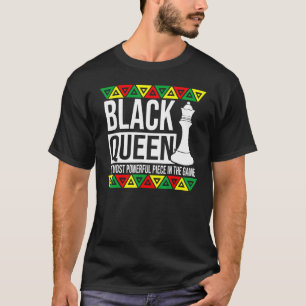 Camiseta Reina negra más poderosa pieza de ajedrez afro ame