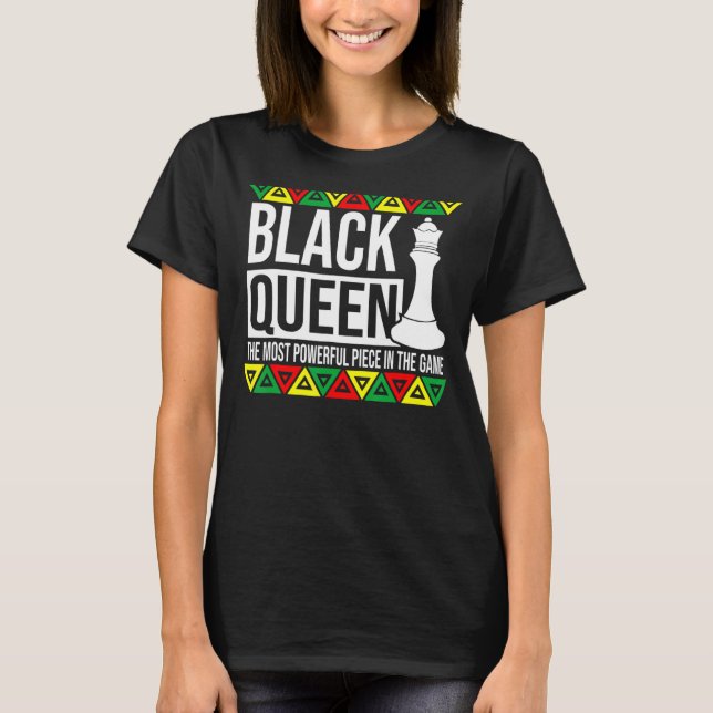 Camiseta Reina negra más poderosa pieza de ajedrez afro ame (Anverso)
