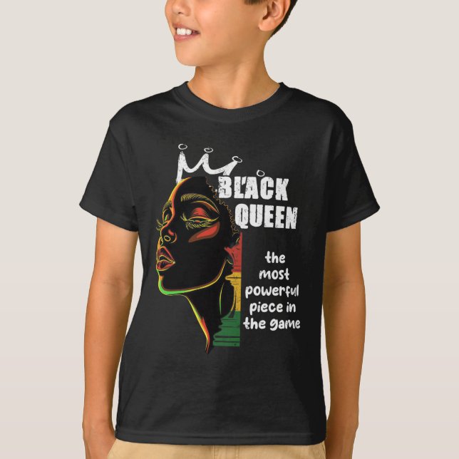 Camiseta Reina negra más poderosa yema de ajedrez negro (Anverso)