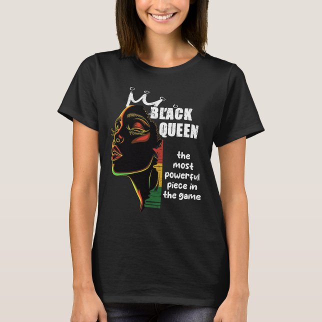 Camiseta Reina negra más poderosa yema de ajedrez negro (Anverso)