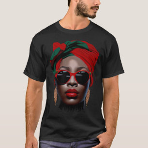 Camiseta Reina negra Melanin Earrings Lips Cute Histo Negro