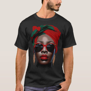 Camiseta Reina negra Melanin Earrings Lips Cute Histo Negro