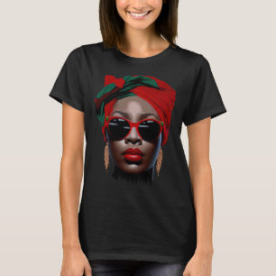 Camiseta Reina negra Melanin Earrings Lips Cute Histo Negro