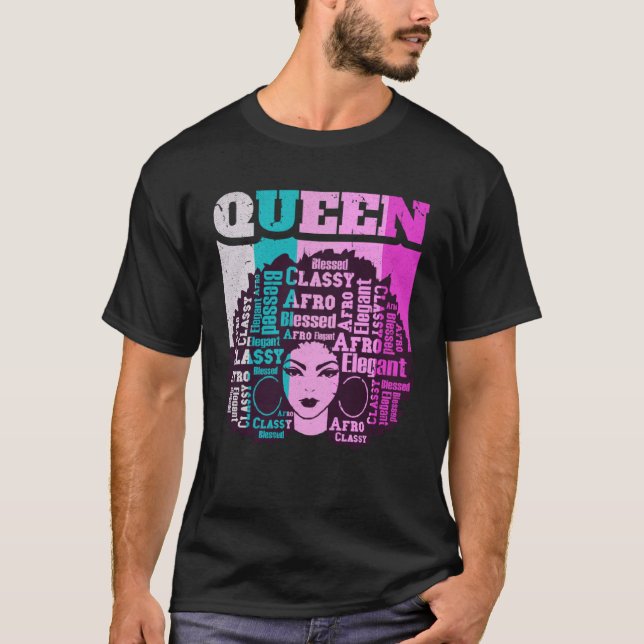 Camiseta Reina negra Melanin Magia Sista Mujer Queens Brown (Anverso)
